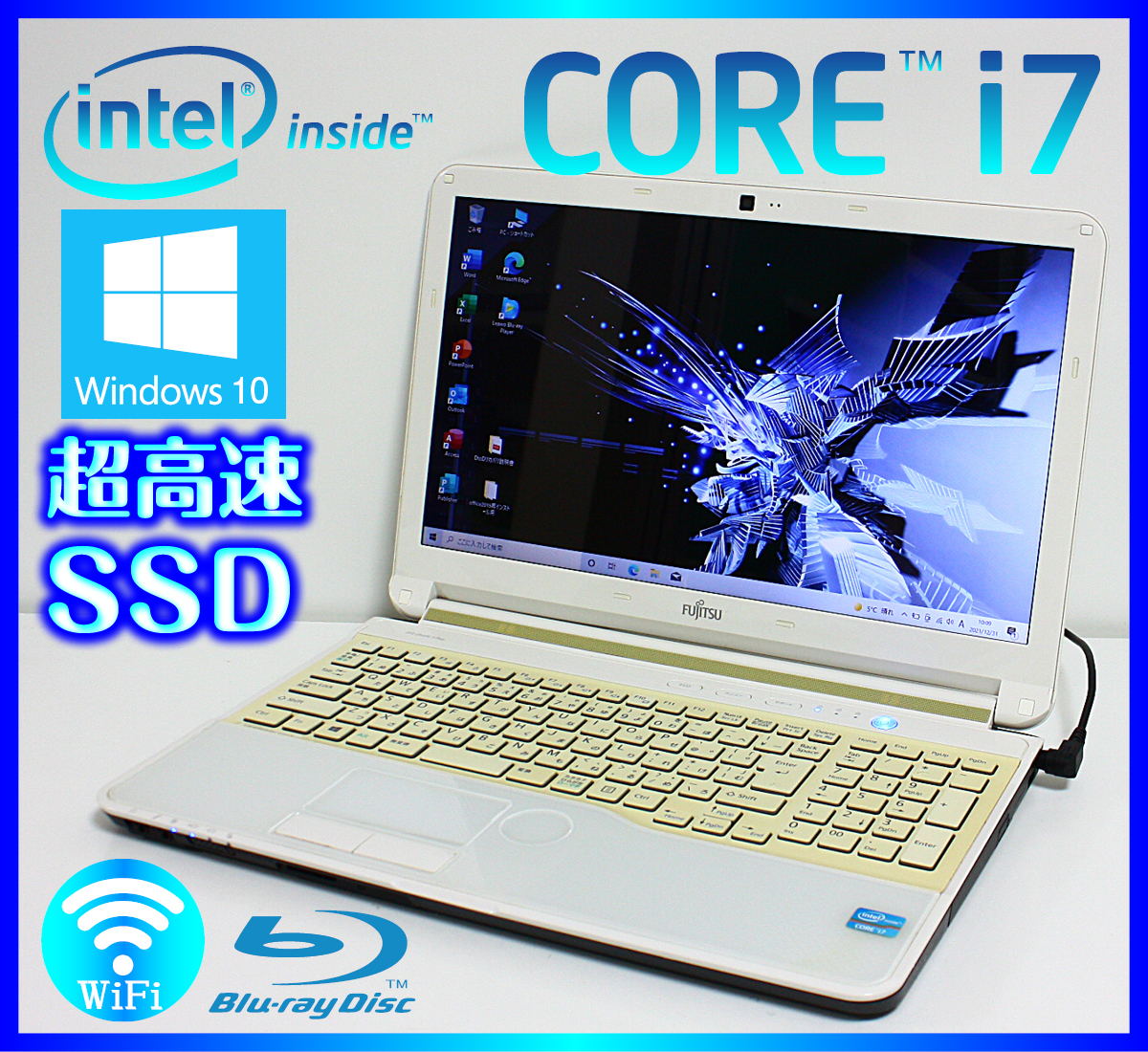  Fujitsu высокая скорость пуск Core i7 4 core urban белый SSD новый товар 512GB 8GB Office2019 DtoD Blue-ray Web камера Win10 ноутбук AH53/K