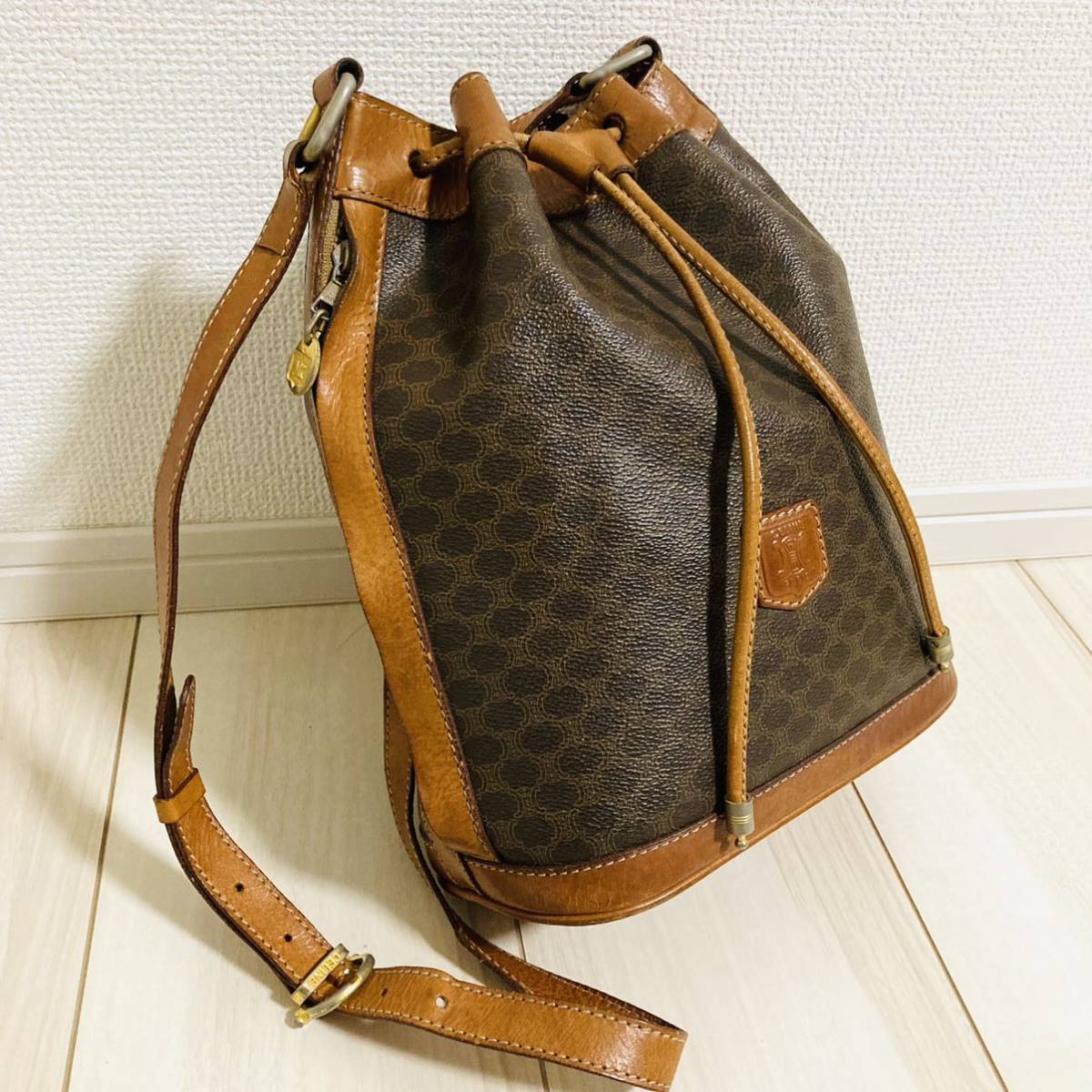 CELINE セリーヌ マカダム 巾着 ショルダーバッグ ヴィンテージ PVC
