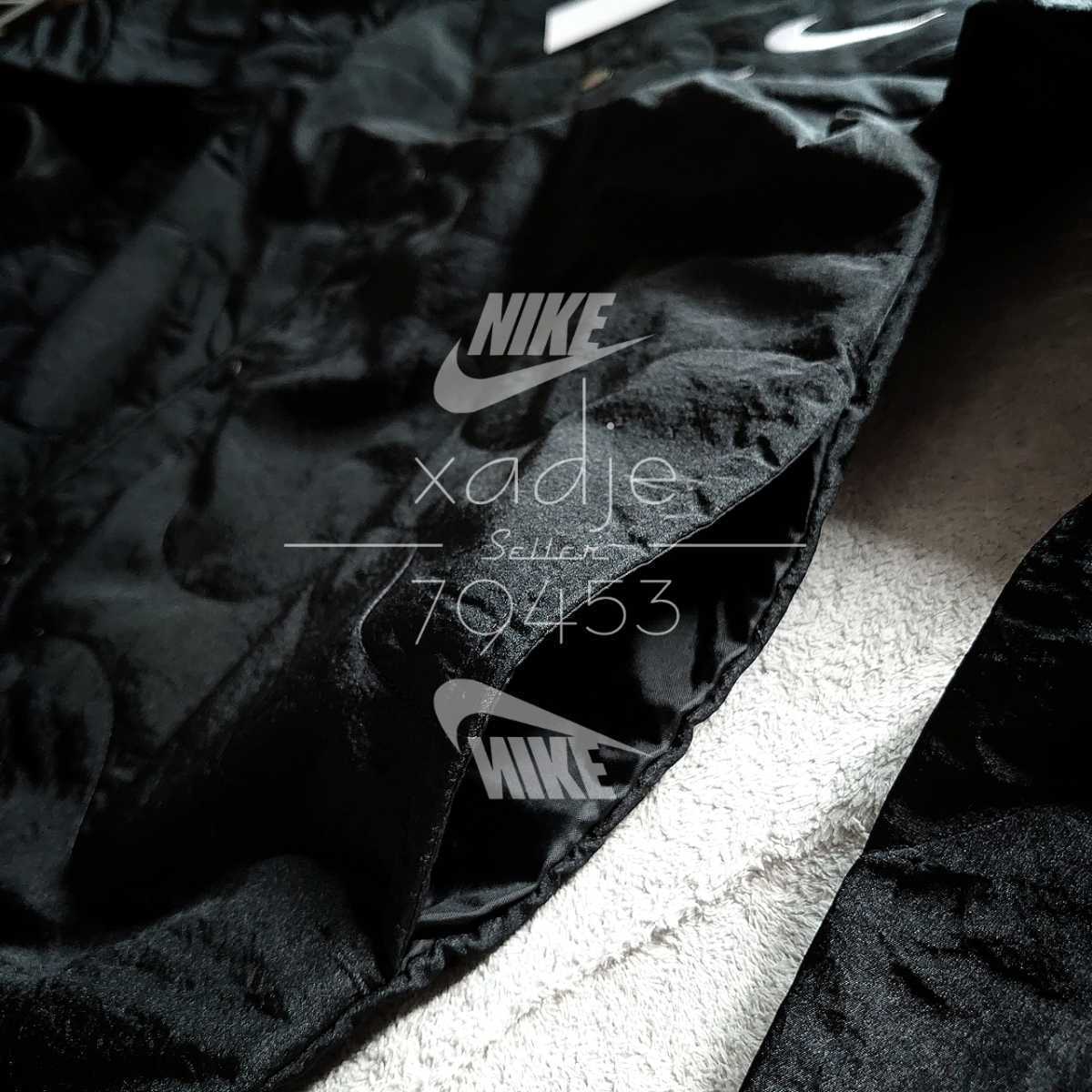 新品 正規品 NIKE ナイキ NSW ナイロン スウッシュ ロゴ キルティング ジャケット 黒 ブラック 白 刺繍 薄手中綿入り L_画像5