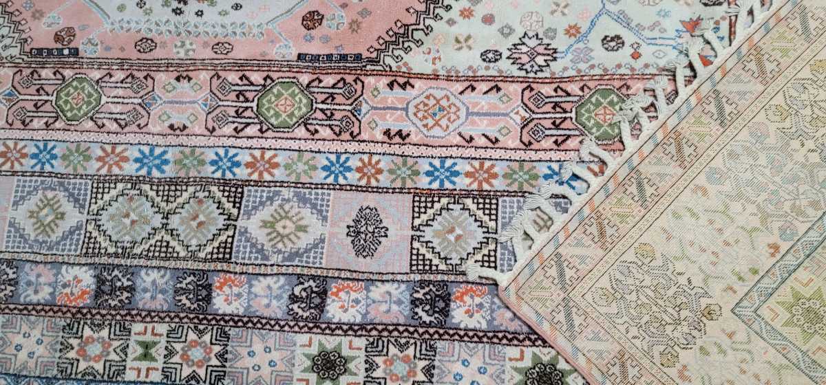 ペルシャ絨毯 綺麗なシラーズ産 大型絨毯 手作り サイズ 400cm×292cm_画像8