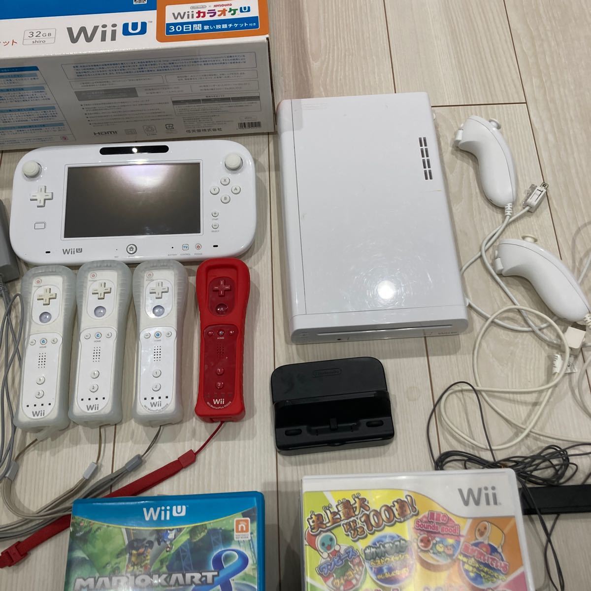 Wii U すぐに遊べるファミリープレミアムセット （シロ）中古 ソフト22本付き まとめ売り