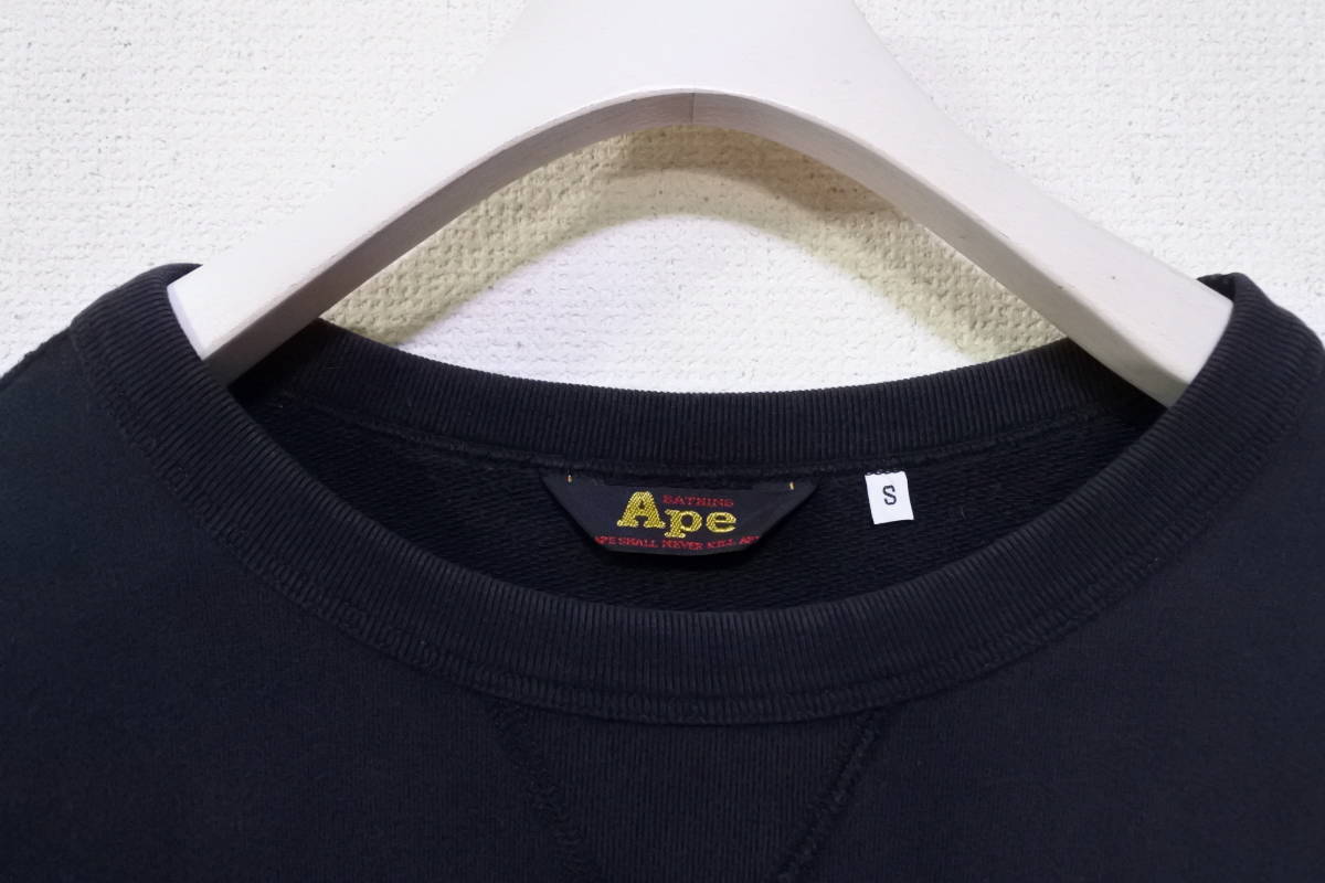 90's A BATHING APE BAPE ASNKA Crewneck size S エイプ スウェット トレーナー ブラック NIGO 初期_画像5