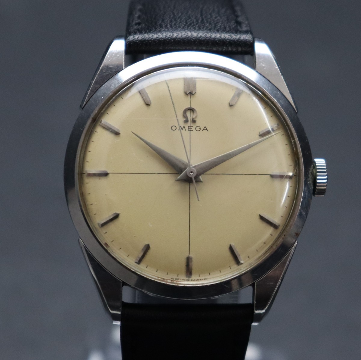 希少30mmキャリバー OMEGA オメガ Cal.284 Ref.2910-1SC 手巻き 17石 1959年製 新品SEIKOベルト スイス製 アンティーク メンズ腕時計