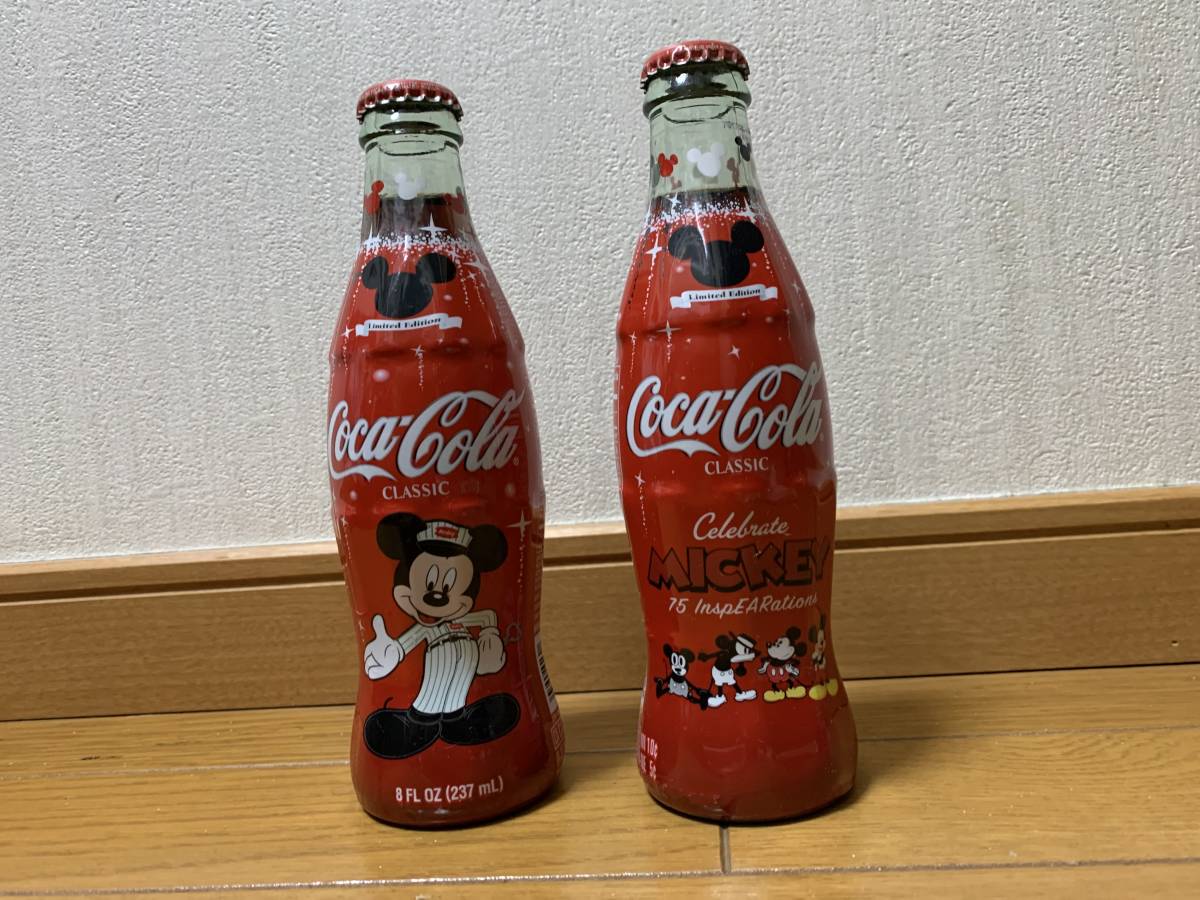 【未開封】コカ・コーラ　ミッキーマウス生誕75周年記念ボトル　2本セット　おまけ付き