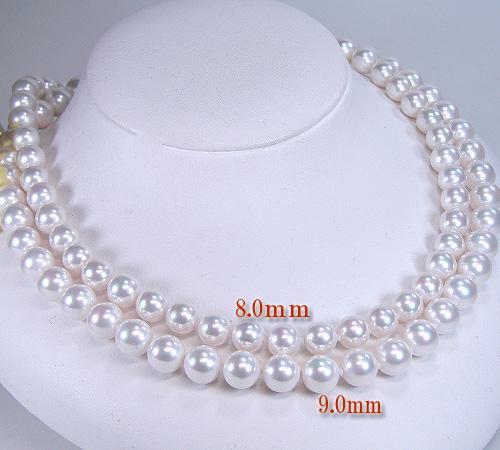日本製 花珠真珠に匹敵 花珠貝パールネックレス イヤリング白 9.0mm 