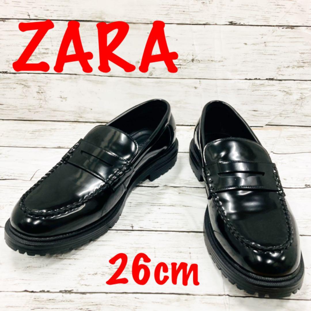 PayPayフリマ｜ZARA ザラ コインローファー 26cm ブラック 黒 ローファー EU42 美品 靴 シューズ メンズシューズ 革靴  ビジネスシューズ 就活