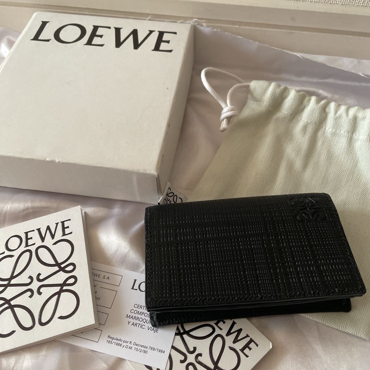 1 jpy # unused # LOEWE Loewe card-case card-case pass case small articles black leather hole gram box attaching regular goods 2021 year buy 