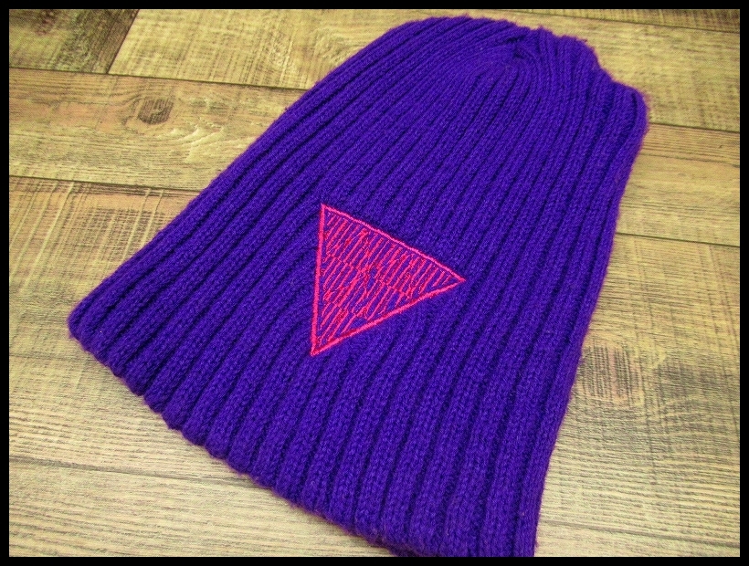  free shipping G③ JieDajieda triangle Logo embroidery acrylic fiber knit cap knitted cap hat KNIT CAP purple purple SIZE FREE free 