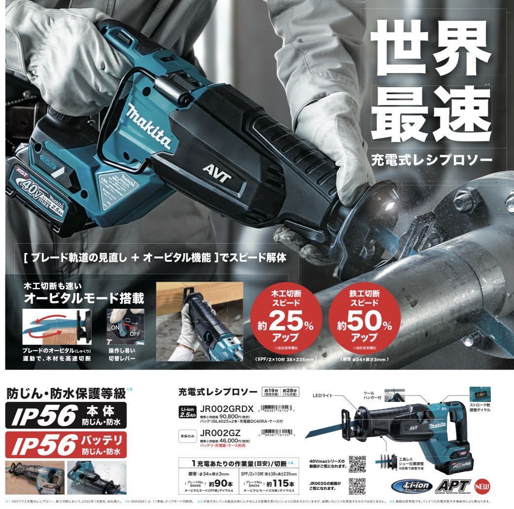 変更OK マキタ マキタ 40V 充電式レシプロソー JR001GZK 本体+ケース