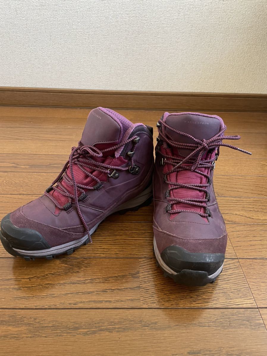 トレッキングシューズ トレッキングブーツ 24.5 紫色 パープル 山 TIGORA 美品 中古 登山靴