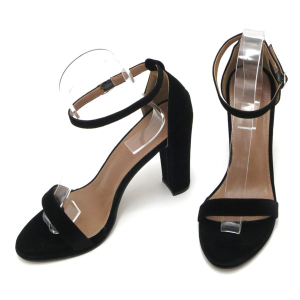  new goods large size sandals black 26cm 131180-42 suede style ankle strap futoshi heel high heel 