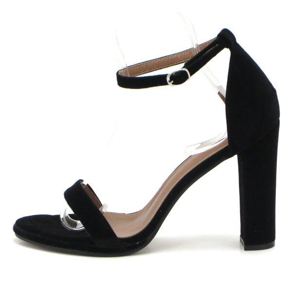 new goods large size sandals black 26cm 131180-42 suede style ankle strap futoshi heel high heel 