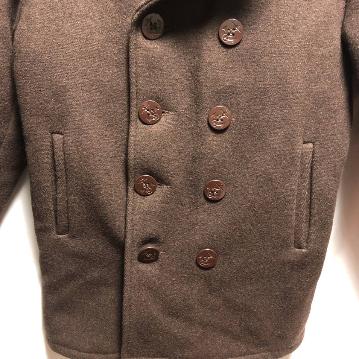 90年代ビンテージ SCHOTT U.S.74ON PEA JACKET MADE IN USA 34 茶_画像2