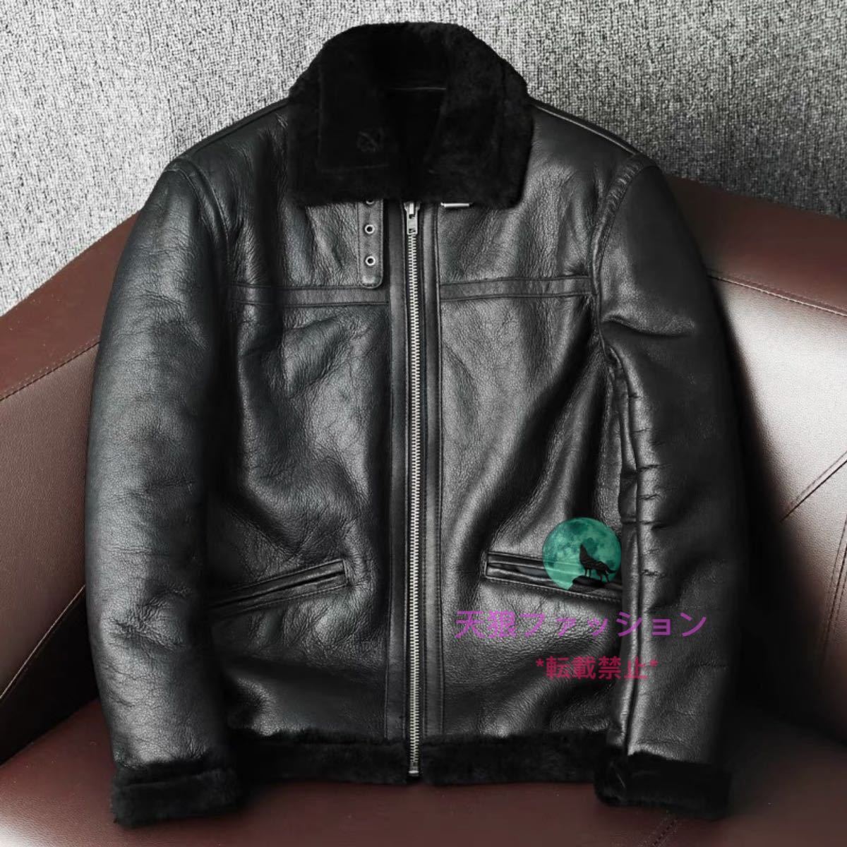 * meat thickness flight jacket mouton fur solid original leather sheepskin . sheep leather blouson natural leather men's fashion no- paint S~5XL