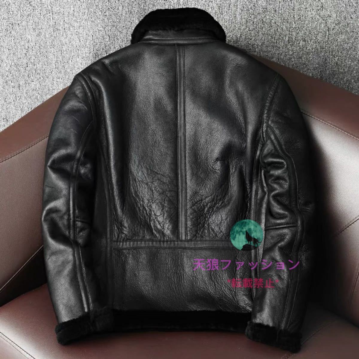 * meat thickness flight jacket mouton fur solid original leather sheepskin . sheep leather blouson natural leather men's fashion no- paint S~5XL