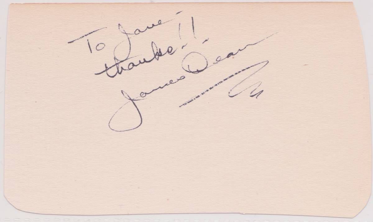 ジェームズ・ディーン (James Dean) 直筆サイン入りアルバムページ(Giant共演者 Wethers所蔵品）現存する数少ない生涯最後に書かれたサイン
