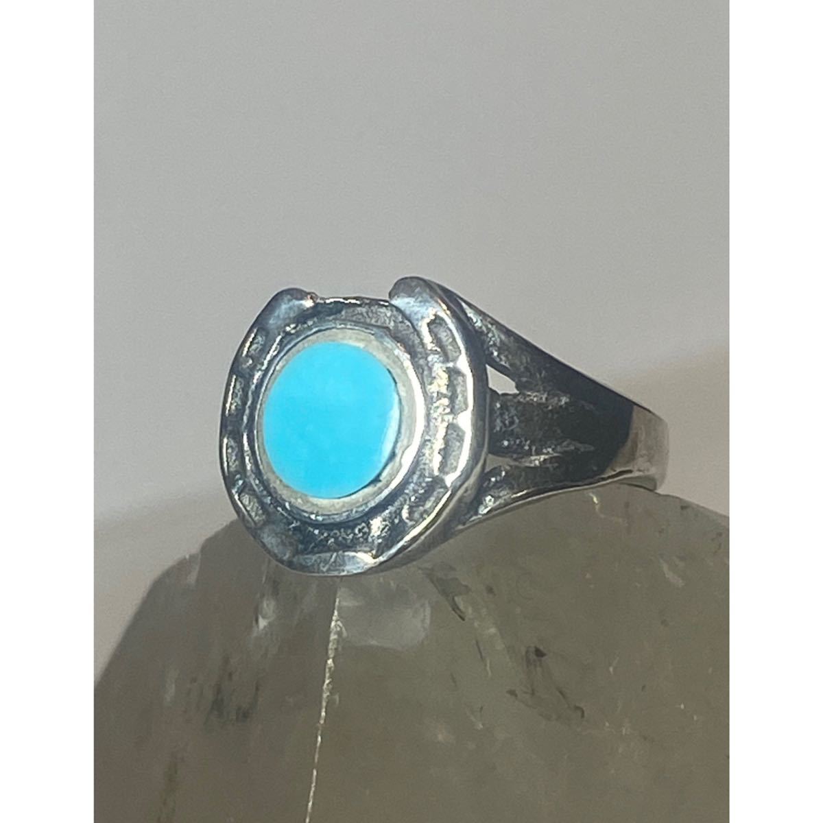  super rare!Navajo Vintage 1940*s Turquoise Silver Horseshoe Ring USA ZUNI Navajo Vintage turquoise silver hose shoe ring 11 number 