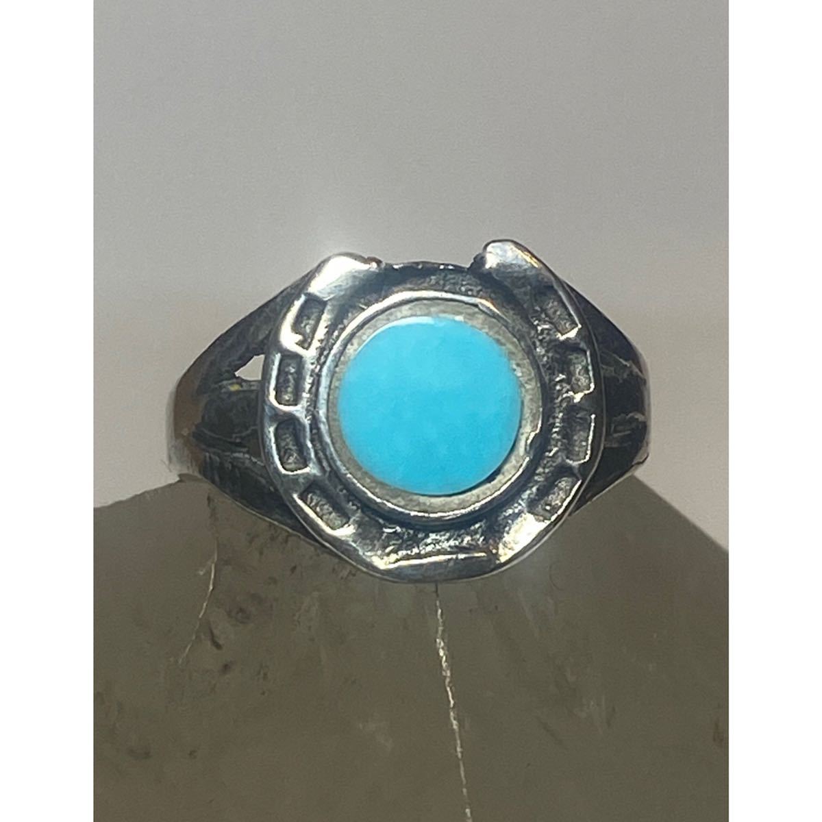  super rare!Navajo Vintage 1940*s Turquoise Silver Horseshoe Ring USA ZUNI Navajo Vintage turquoise silver hose shoe ring 11 number 