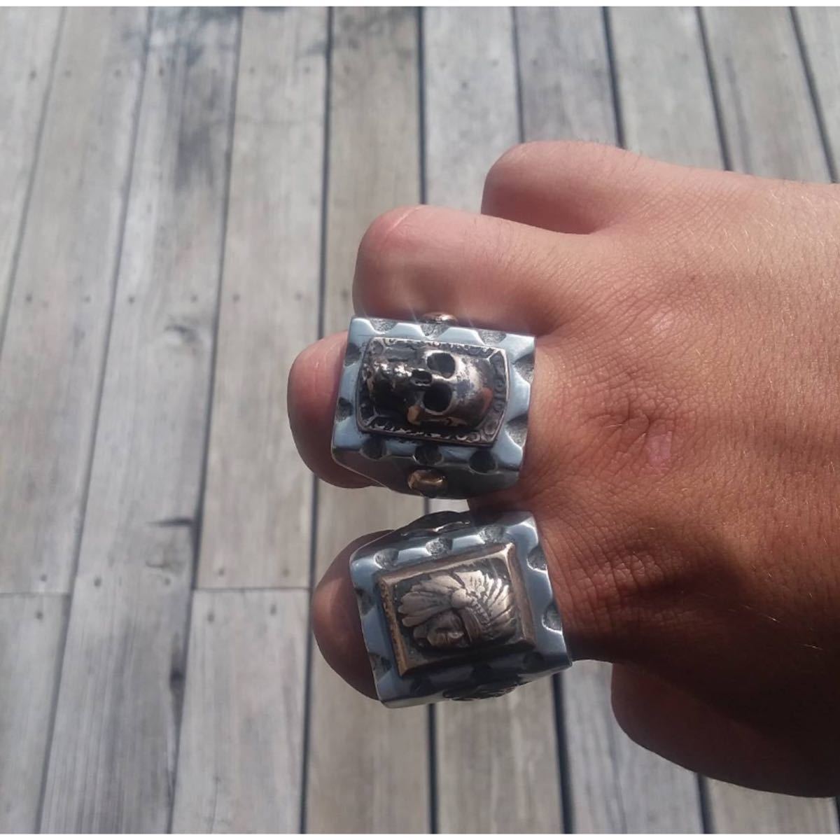 超希少&美品!VINTAGE MEXICAN BIKER RING HOLY CROSS DOUBLE RL RRL