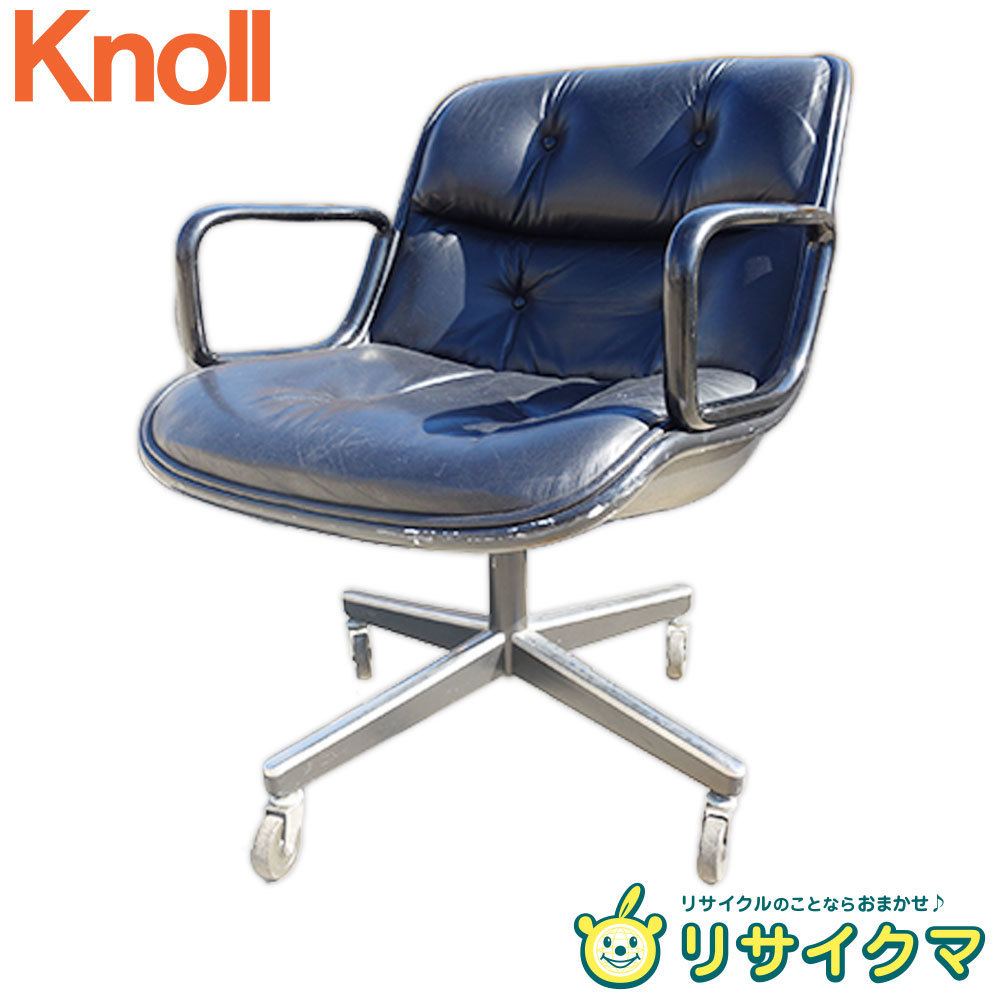 【日本限定モデル】 【中古】F▼ノル (22077) 4本脚 リクライニングなし 昇降可 本革 レザー エグゼクティブチェア Chair Pollock ポロックチェア Knoll ノール Knoll（ノール）