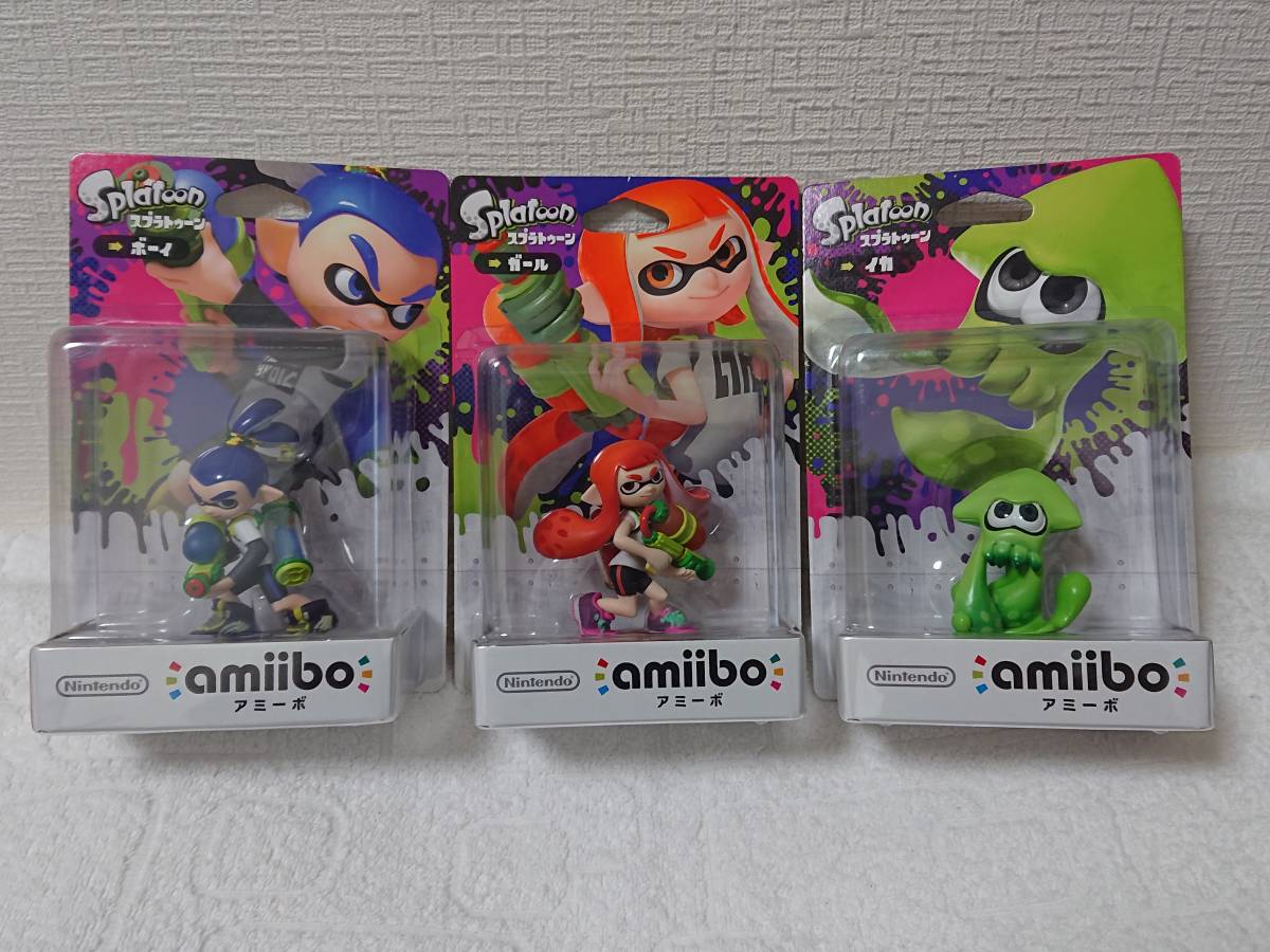 【新品未開封・即日発送】amiibo アミーボ スプラトゥーン ボーイ・ガール・イカ セット 任天堂 Nintendo ★彡_画像1