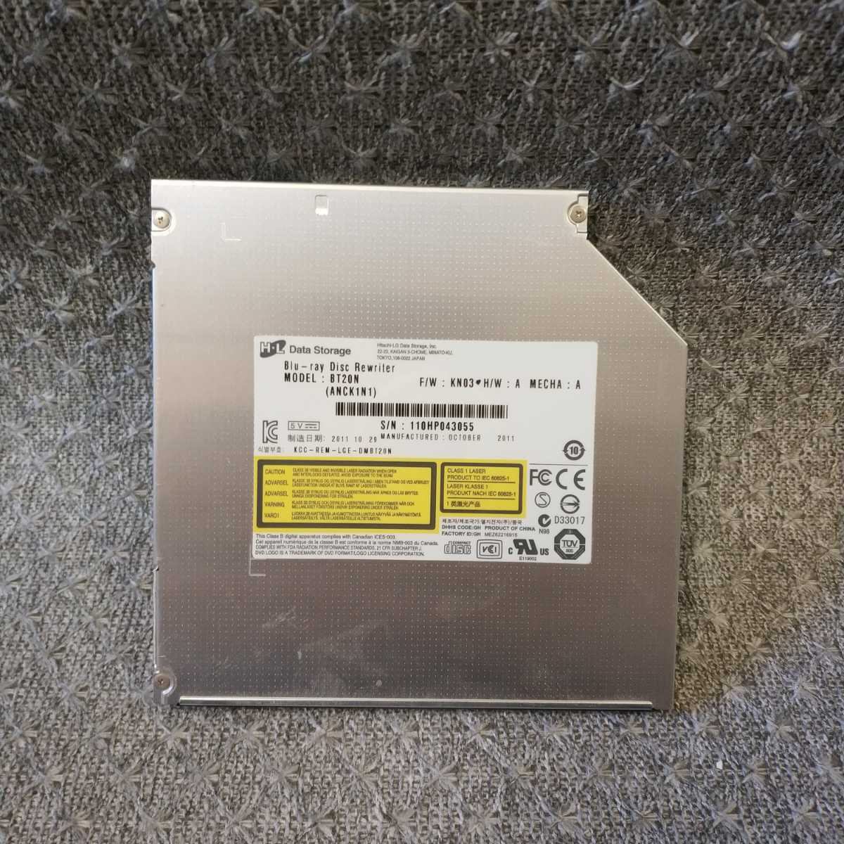 即日 送料198円★ H・L Data Storage ブルーレイドライブ Blu-ray ★ BT20N ANCK1N1 SATA 12.7mm ベゼル無し 2011年製 ★ 動作確認済 D504_画像1