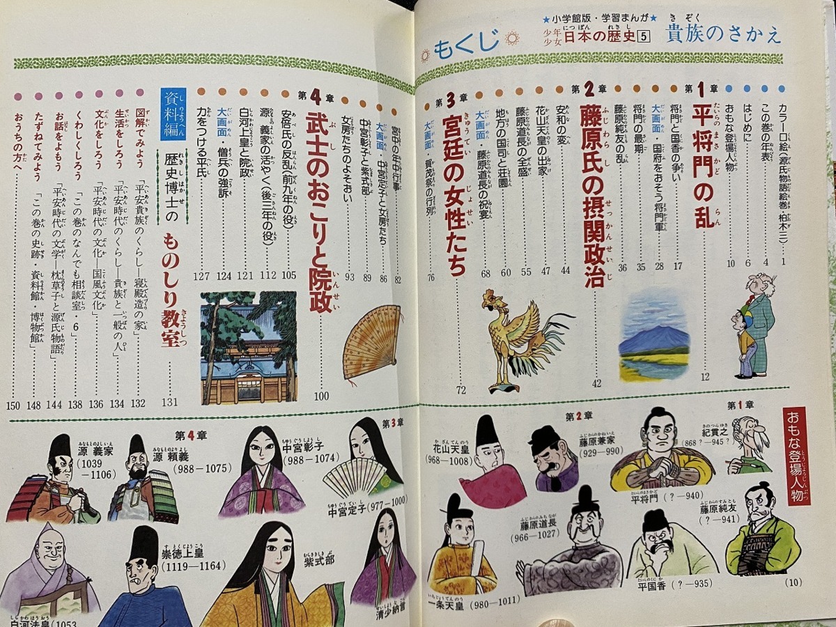 ｃ●○　学習まんが　少年少女 日本の歴史5　貴族のさかえ　平安時代中期・後期　監修・児玉幸多　1989年12月10日第33刷発行　小学館/F7_画像3