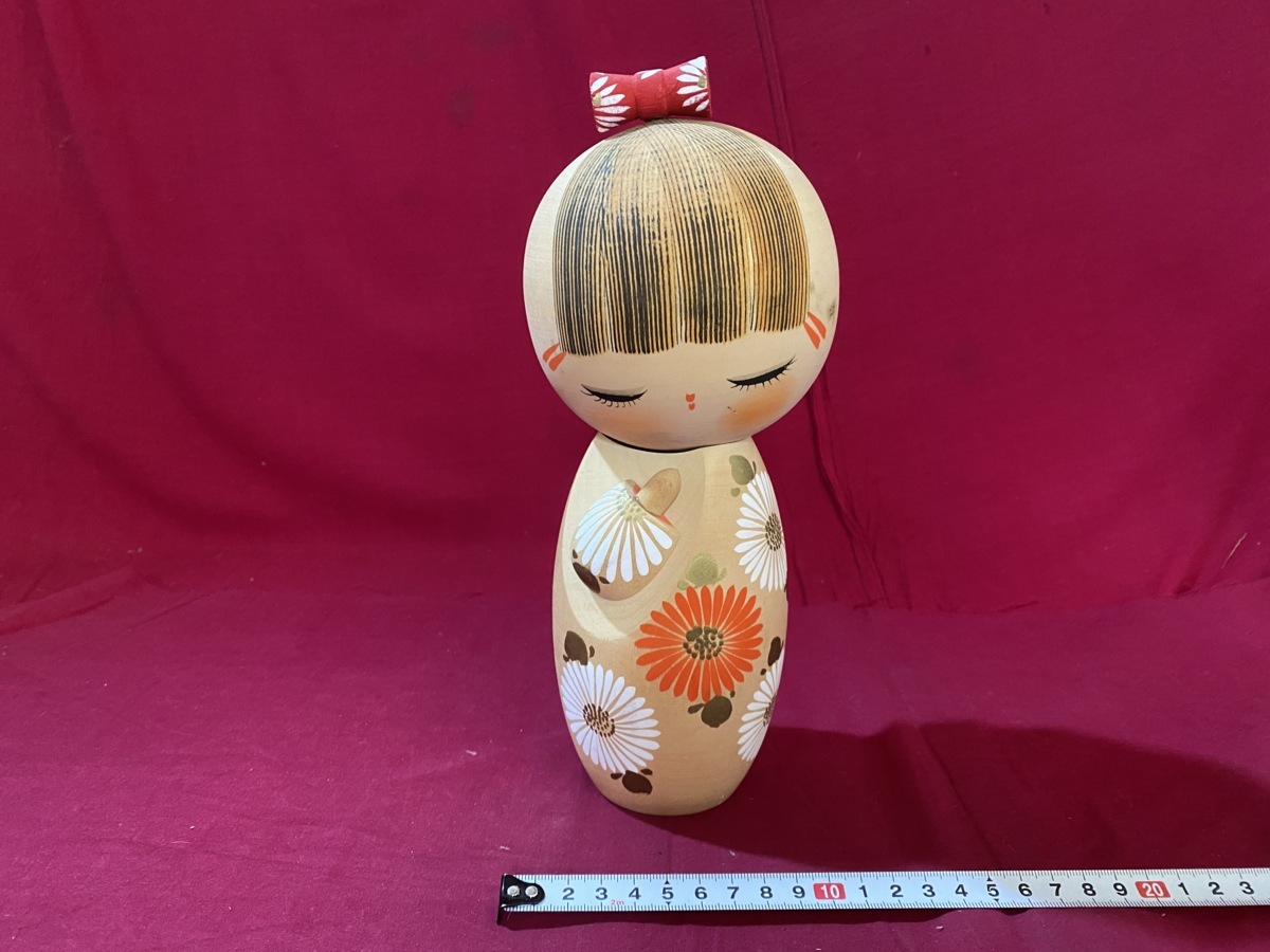 C 蓼華作 創作こけし 1体 ひな菊 リボン 近代こけし 群馬 C 蓼華作 創作こけし 1体 ひな菊 リボン 近代こけし 群馬