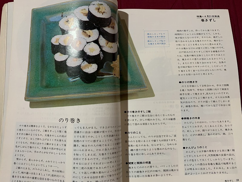 ｓ▲△　昭和期　NHK　きょうの料理　昭和45年4月号　特集・すし　日本放送出版協会　昭和レトロ　当時物　レシピ　　/　C48_画像3