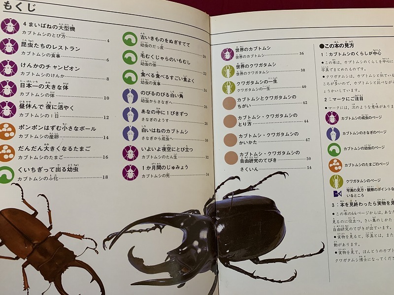 s*0 Showa era period Gakken. photograph illustrated reference book rhinoceros beetle stag beetle ..* black . good . guidance * Aoki good Showa era 62 year no. 16. that time thing Showa Retro / G5
