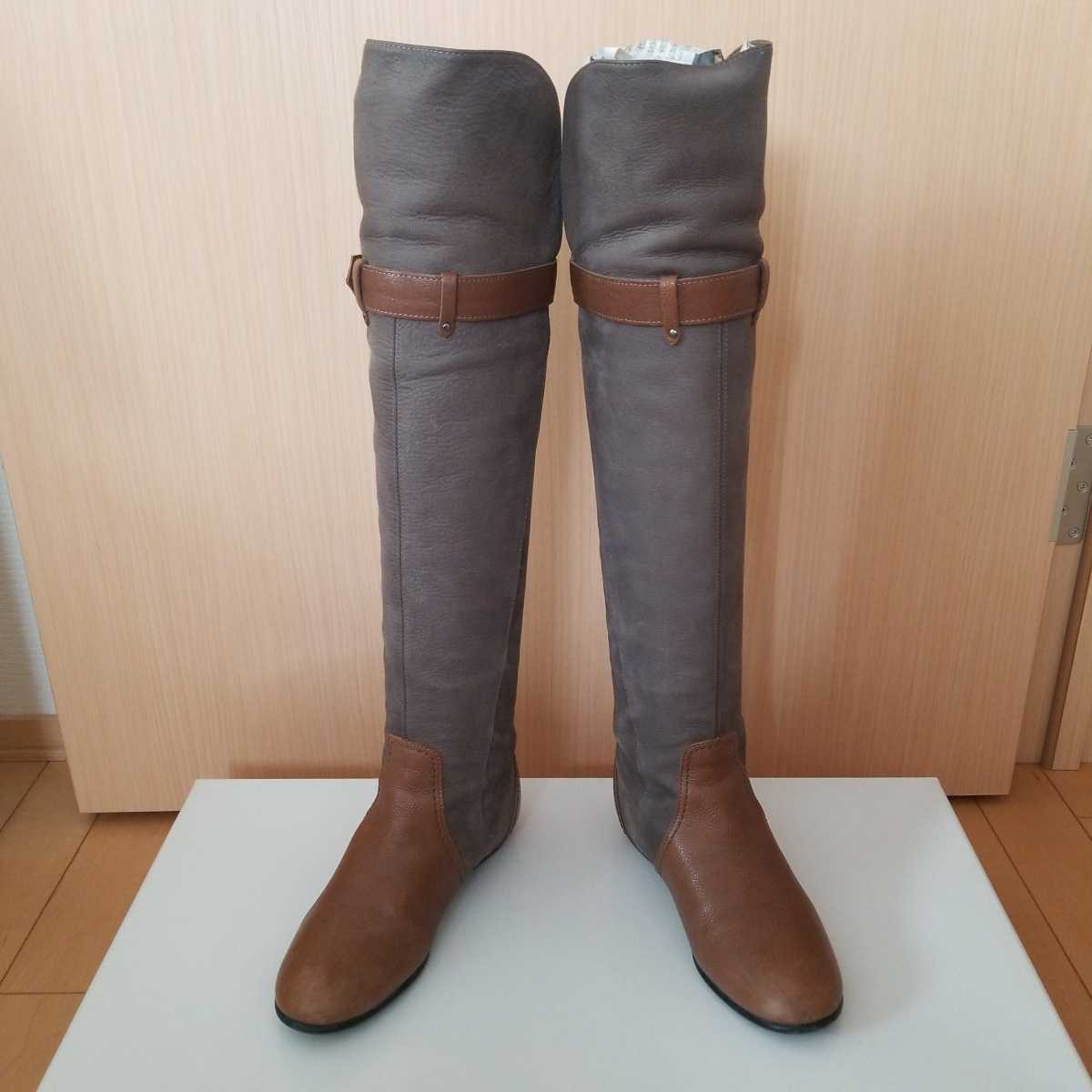ダイアナ DIANA ニーハイブーツ こげ茶 黒 22.5cm ベルト付