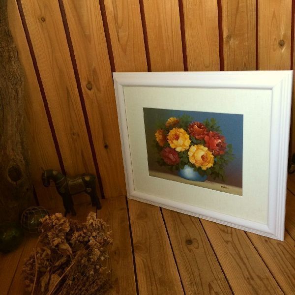 } genuine work guarantee *TANAKA work * autograph oil painting . with autograph * frame * fine art * art * still-life picture * flower vase * art picture * Vintage ornament decoration display 