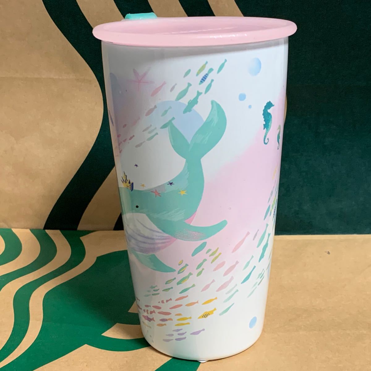 スターバックス　福袋　タンブラー　クジラ　くじら　ストラップカップ　ステンレスボトルくじら355ml