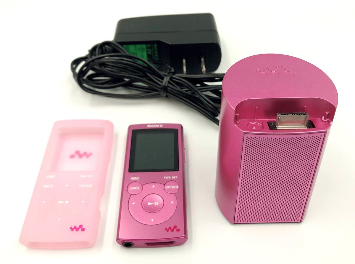 オーディオ機器 ポータブルプレーヤー 本体美品 SONY ソニー WALKMAN NW-E063 4GB ピンク スピーカー付き 