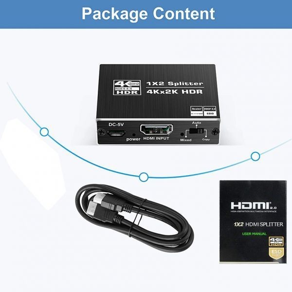 即納 HDMI 分配器 スプリッター 4K@60Hz 1入力2出力 2画面 同時出力 アルミニウム 同じ画像の複製/ミラー、Xbox、PS5、Roku 対応 1x2 HDMI2_画像10