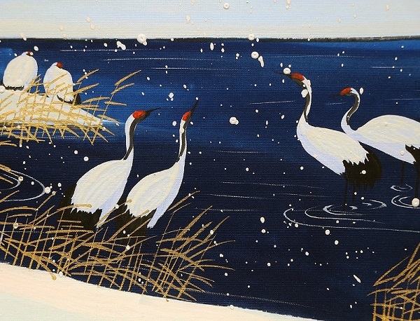 破格 あいはら友子 直筆原画 雪景色 幸運を呼ぶ絵画 富士山 タンチョウ 破格 あいはら友子 直筆原画 雪景色 幸運を呼ぶ絵画 富士山 タンチョウ