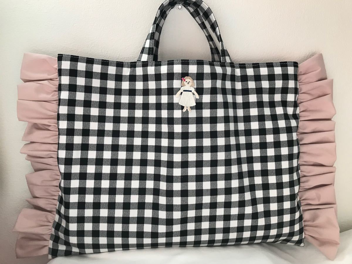今季一番 33ギンガムチェック トートバッグ フリルバッグc&s チェリー 売れ筋格安 フリルバッグcheck&stripe お花レッスンバッグ ギンガムチェック 9 外出用品