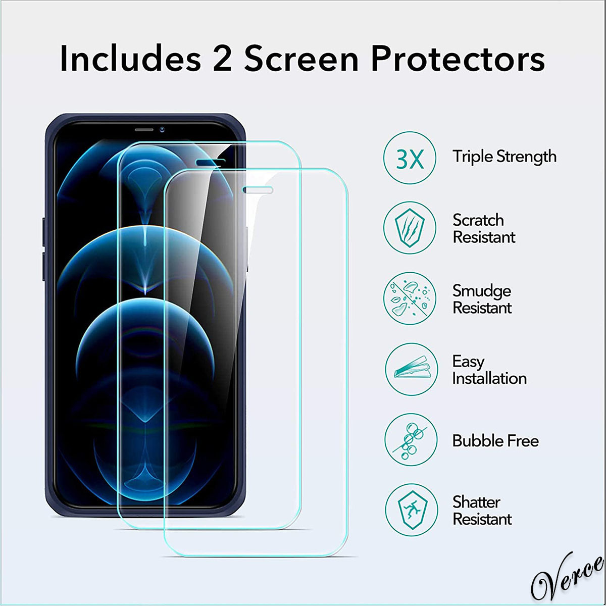 【ブルーフレーム】 6.1インチ iPhone 12 Pro ケース カバー ガラスフィルム付き ハード背面 軽量 ワイヤレス 貼り付けガイド枠付属_画像7