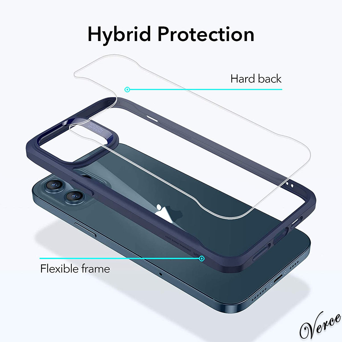 【ブルーフレーム】 6.1インチ iPhone 12 Pro ケース カバー ガラスフィルム付き ハード背面 軽量 ワイヤレス 貼り付けガイド枠付属_画像9