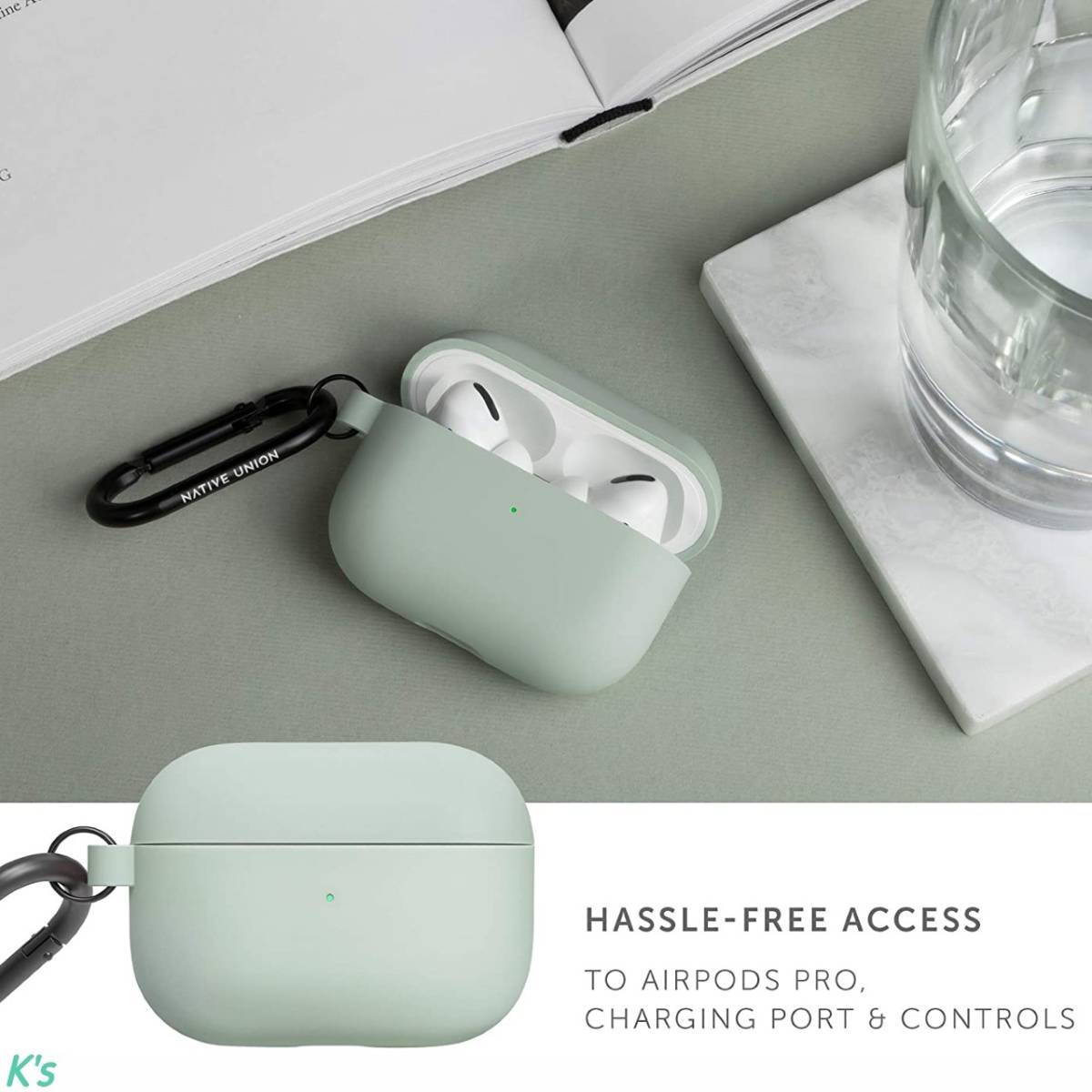 セージ ミニマリスト向け AirPods Pro シルキーな質感 シリコン製 傷防止 耐衝撃 装着したまま充電 カバー 保護 イヤホン 収納ケース