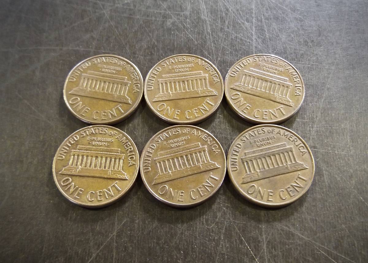 1セントコイン 1960～1969年の6枚セット D刻印 送料無料 （13092）リンカーン USA お金 貨幣 硬貨 ペニー アメリカ  の画像2