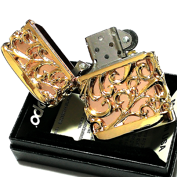 ZIPPO ライター 超重厚 メタルジャケット ゴールド 豪華 ジッポ 彫刻デザイン デビル 4面加工 金 メンズ アクセサリー ギフト_画像4