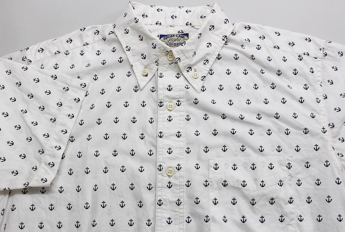 SugarCane Light シュガーケーンライト BROAD ANCHOR PATTERN S/S BD SHIRT / アンカー柄 半袖ボタンダウンシャツ sc35476 size Mの画像4