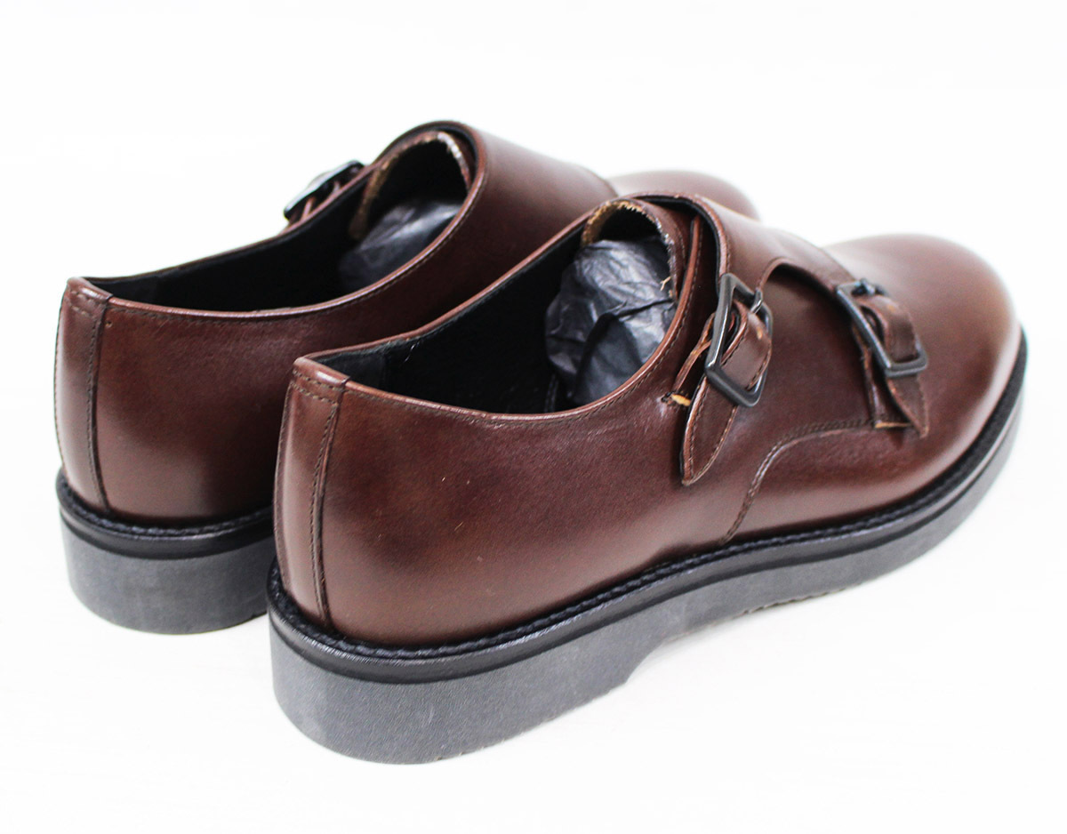 PADRONE (パドローネ) DOUBLE MONK STRAP SHOES / ダブルモンクストラップシューズ PU8759-2002-18C 未使用品 ダークブラウン size 42_画像3