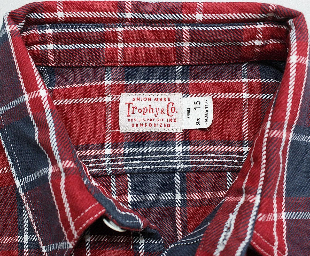 TROPHY CLOTHING (トロフィークロージング) MACHINE AGE CHECK SHIRT / マシンエイジ チェックシャツ TR20AW401 美品 レッド size 15_画像9