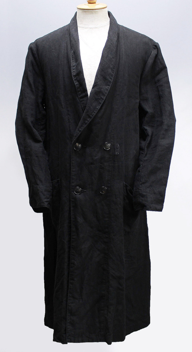 BLACK SIGN ブラックサイン Old Linen Shawl Collar Coat / オールドリネン ショールカラーコート BSSJ-17402B 美品 size 40(L)