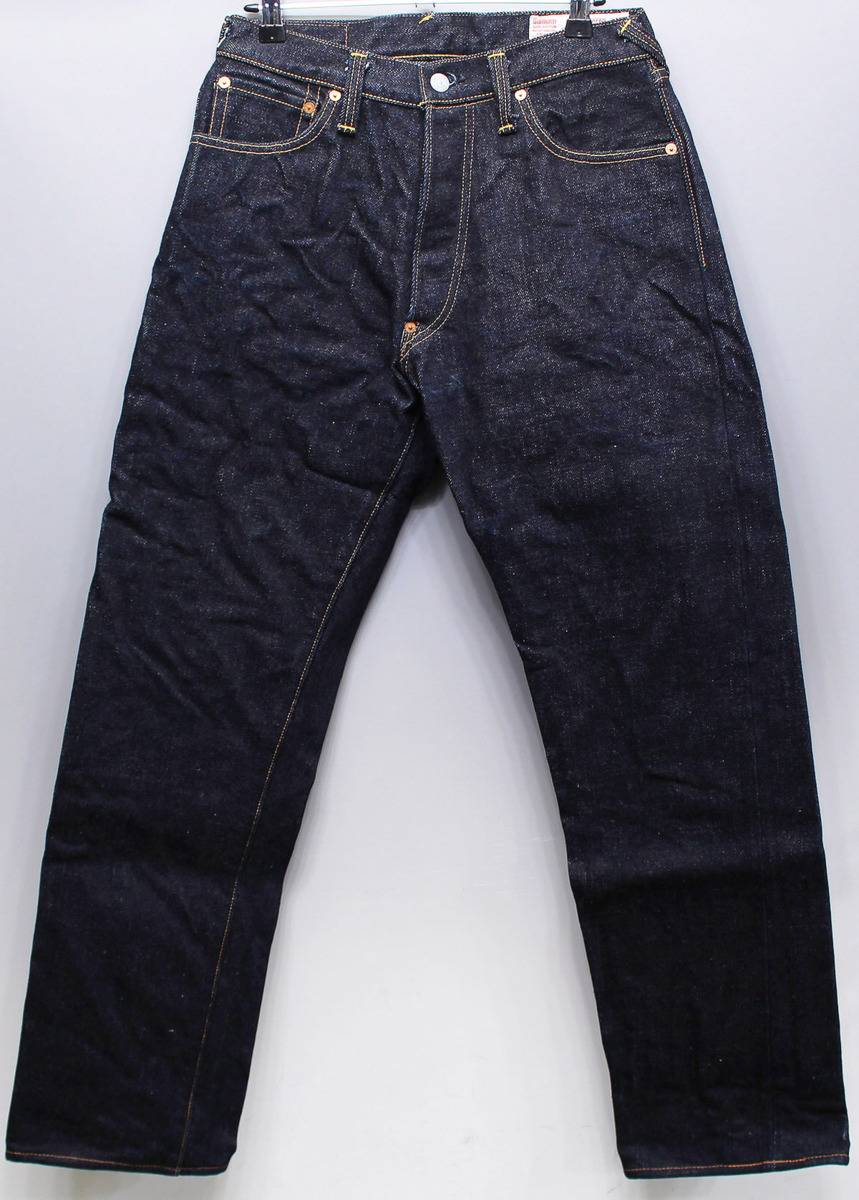 EVISU (エヴィス) 20oz. No.1 SPECIAL Lot 2001 ストレートジーンズ 美品 w32 / 水色カモメ × ニコちゃん ペイント / 虎耳 アウトレット限定 w32 エヴィスジーンズ 20oz No.1 lot2001 デニム/ジーンズ
