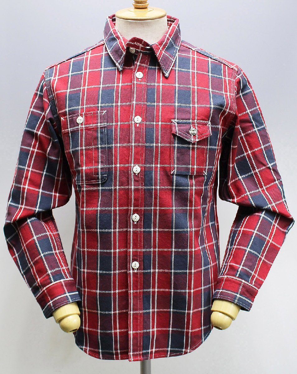 TROPHY CLOTHING (トロフィークロージング) MACHINE AGE CHECK SHIRT / マシンエイジ チェックシャツ TR20AW401 美品 レッド size 15_画像1