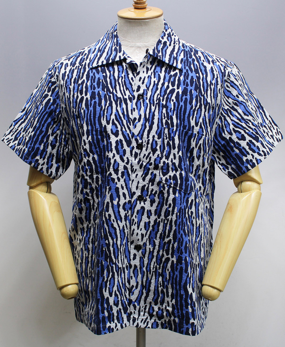 The Groovin High (グルービンハイ ) Vintage Style S/S SH / Leopard / 半袖オープンシャツ レオパード 極美品 ブルー size L
