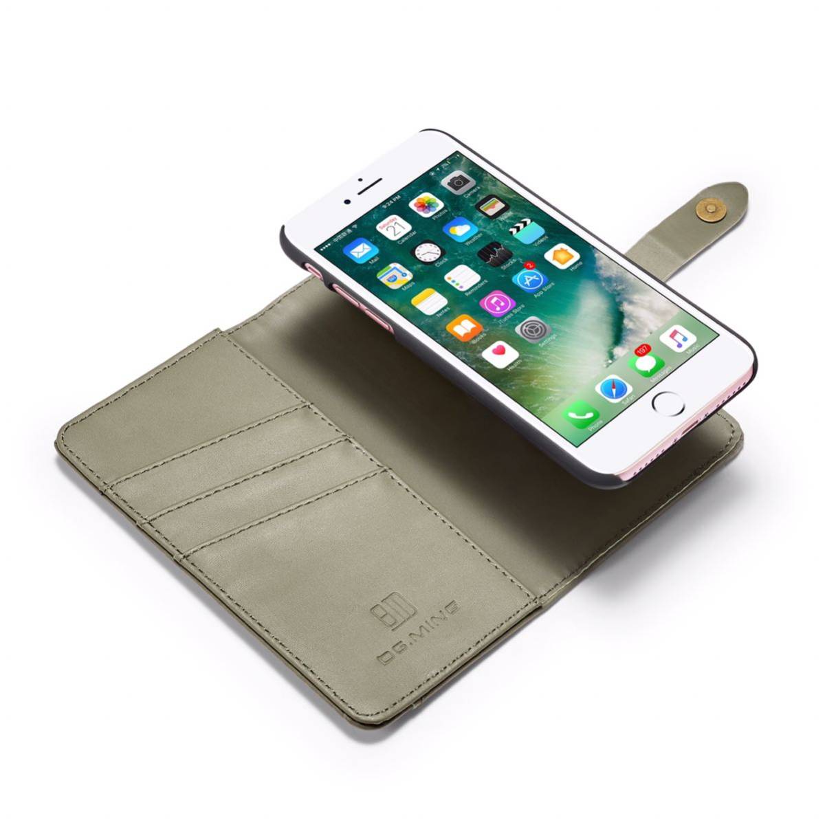 iphone8plus ケース iPhone7plus レザーケース アイフォン8プラス レザーケース 手帳型 カード収納 取り外す可能 グリーン